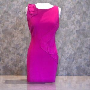 🍀Cache Fuchsia Dress with Ruffle Detail